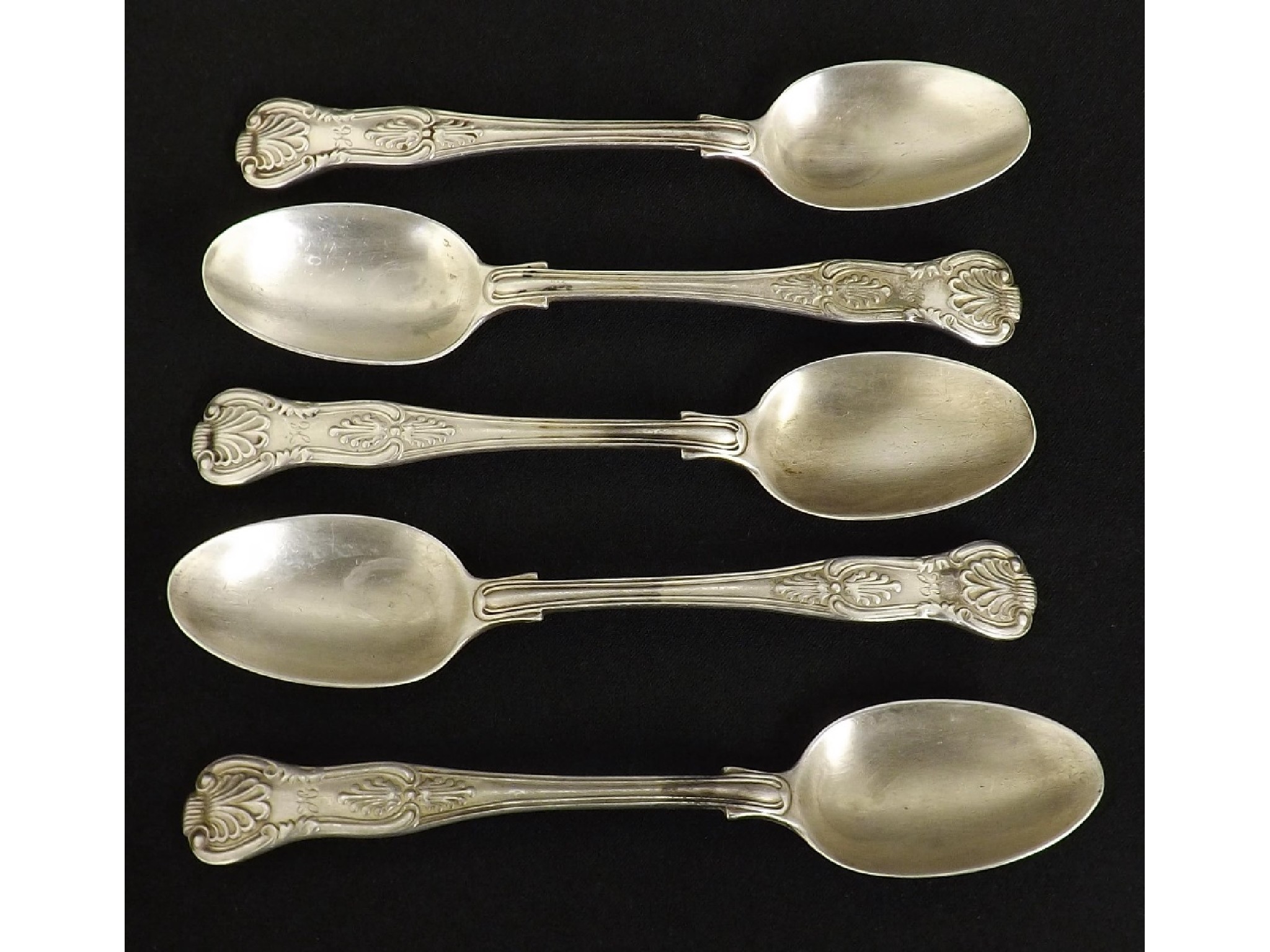 Appraisal: Set of five Victorian silver Kings pattern teaspoons hallmarks rubbed