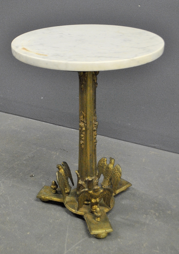 Appraisal: - Napoleonic style gilt metal stand with marble top th