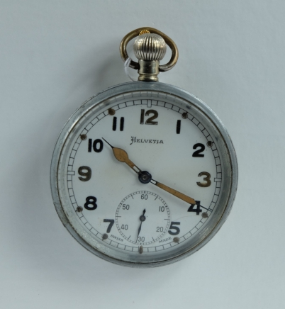 Appraisal: Helvetia Military pocket watch with white dial marked to the