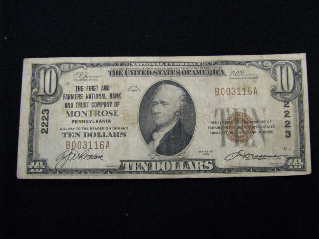 Appraisal: National Currency Montruse Pennyslvania note fine