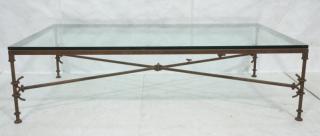 Appraisal: Oversized ILANA GOOR Style Metal Steel Glass Top Coffee Table