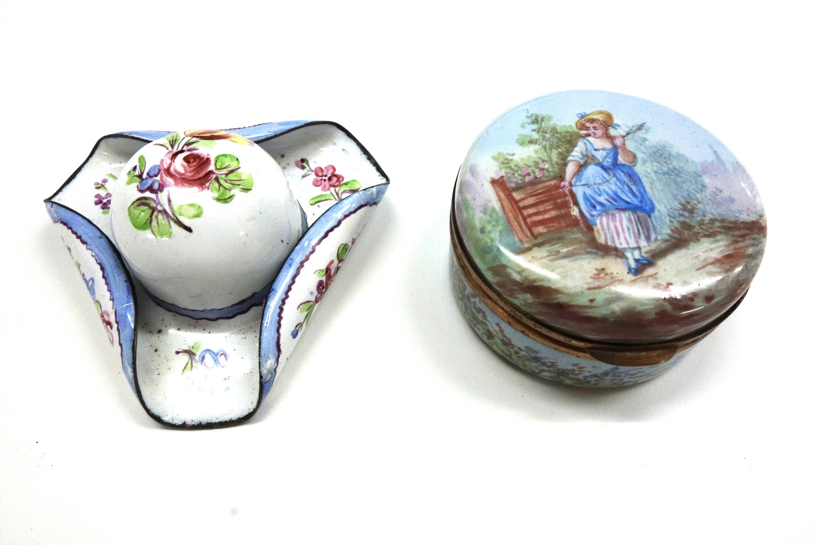 Appraisal: A novelty enamel snuff box late th century in the