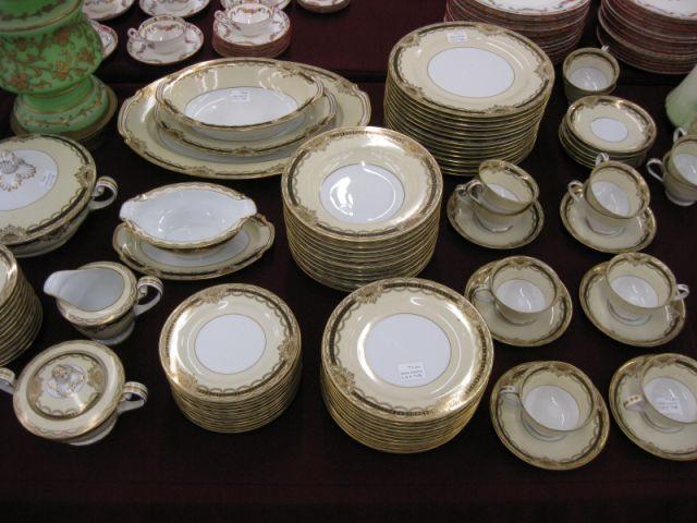 Appraisal: pc Noritake China Dinner Service for with servers gold ivory