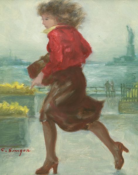 Appraisal: CLYDE J SINGER AMERICAN - x Girl Running NYC Oil