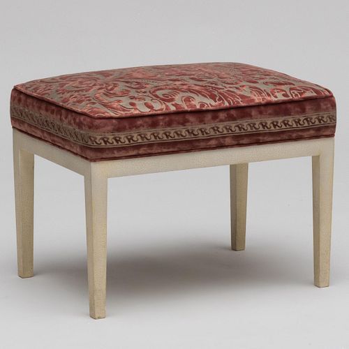 Appraisal: WHITE PAINTED STOOL WITH FORTUNY FABRIC IN THE MANNER OF