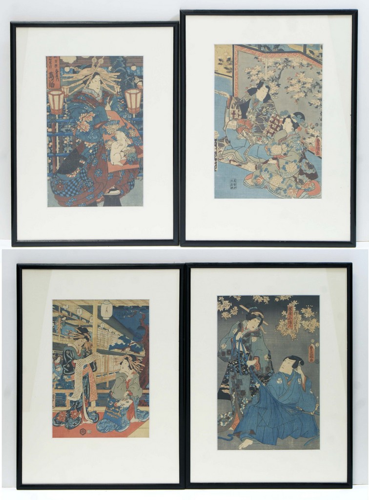 Appraisal: Japanese wood block prints th c typically x image size