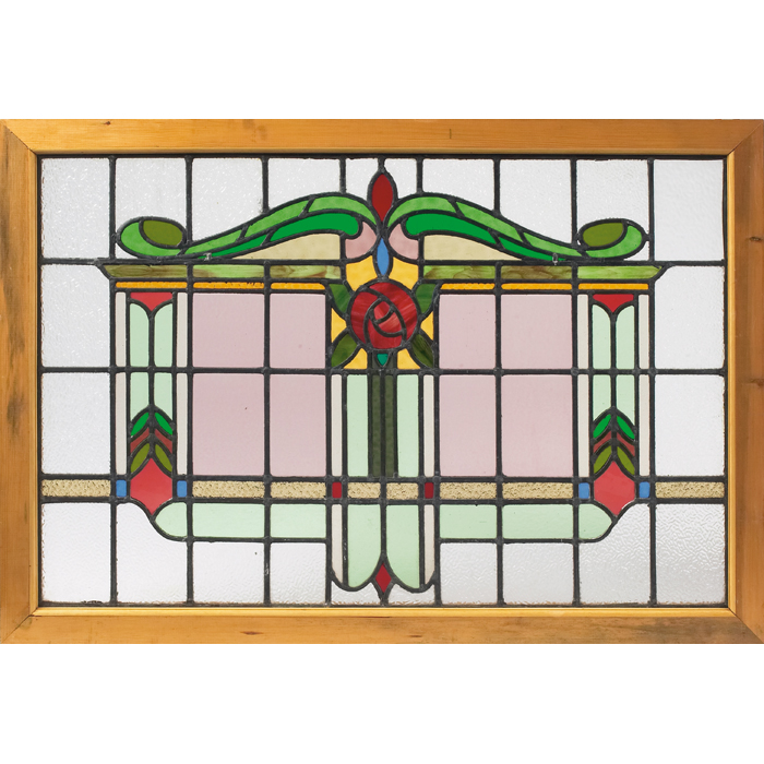 Appraisal: Arts and Crafts window in leaded glass with Scottish rose