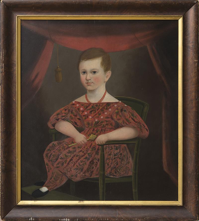 Appraisal: AMERICAN SCHOOL PORTRAIT OF A CHILD IN A RED DRESS