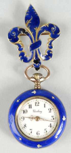 Appraisal: Enamel Ladies Watch by Vauchay Description Watch is running Matching