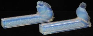 Appraisal: Pair of Etling France Opalescent Glass Knife Rests Art Deco