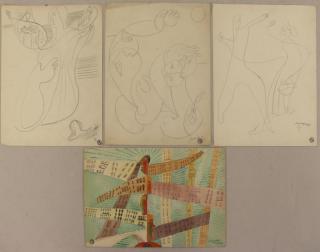 Appraisal: SURVAGE Leopold Four Works on Paper Watercolor of heads and