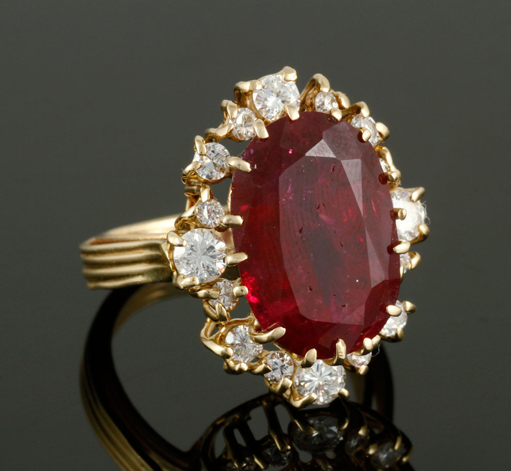 Appraisal: - K Gold Diamond and Ruby Ring Ladies' K yellow