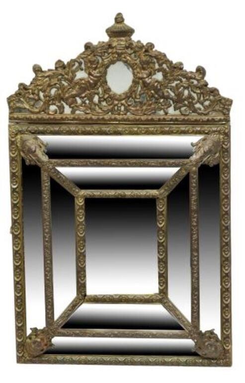 Appraisal: Dutch Baroque style wood and metal repousse mirror thc having