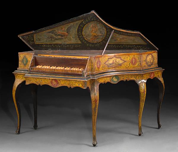 Appraisal: An Italian Neoclassical paint decorated harpsichord on later stand harpsichord