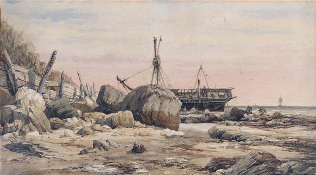 Appraisal: ATTRIBUTED TO RICHARD HENRY NIBBS - - A rocky coastline