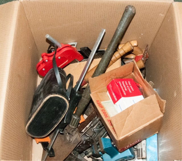 Appraisal: Box of Carpentry Tools Misc Hardware