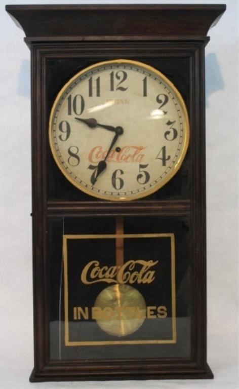 Appraisal: COCA COLA REGULATOR WALL HANGING ADVERTISINGclock early th C Winstead