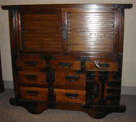 Appraisal: JAPANESE STYLE CHEST WITH SLIDING DOORS h w d in