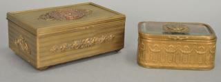 Appraisal: Two French boxes including brass and copper music box ht