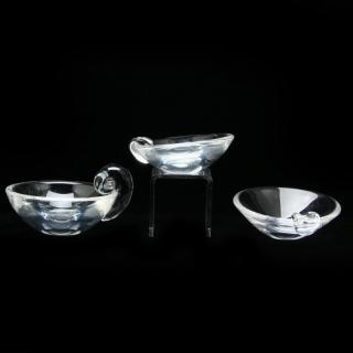 Appraisal: Steuben Three Crystal Bowls mid th century including the olive