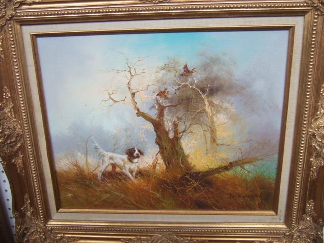 Appraisal: J Kingman late th century Spaniel putting up woodcock oil