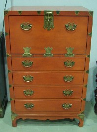 Appraisal: A Japanese tansu in red lacquer the upper section with