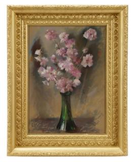 Appraisal: German School Still Life with Pink Blooms Pastel Early th