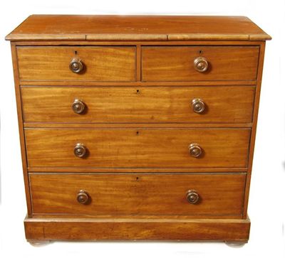 Appraisal: A Victorian mahogany veneer chest of drawers three long and