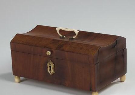 Appraisal: CONTINENTAL OR ENGLISH MAHOGANY VALUABLES BOX WITH IVORY HANDLE AND