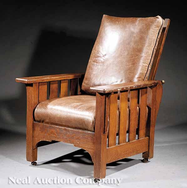 Appraisal: An Arts and Crafts Oak Morris Chair c adjustable slat