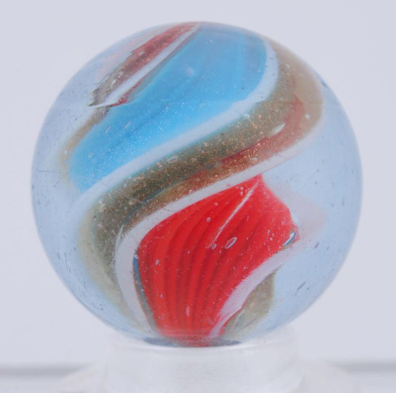 Appraisal: Orange Blue Ribbon Lutz Marble Great color combination One side