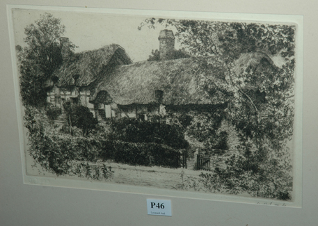 Appraisal: ENGLISH ETCHING OF A THATCHED COTTAGE