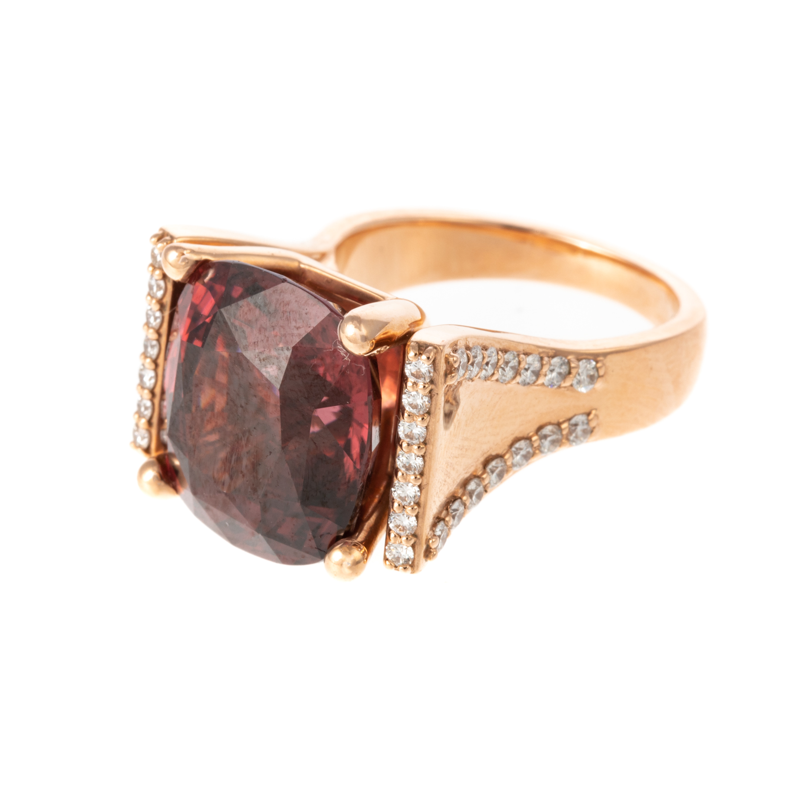 Appraisal: A RARE CT RED ZIRCON DIAMOND RING IN K Custom-made