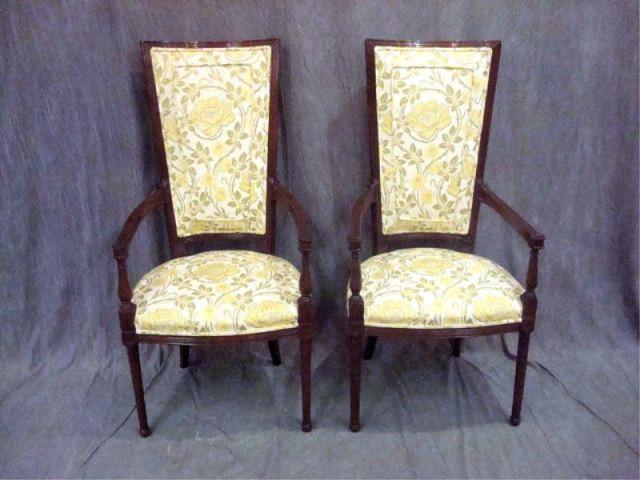 Appraisal: Pair of Decorative High Back Chairs Upholstered From a Lexington