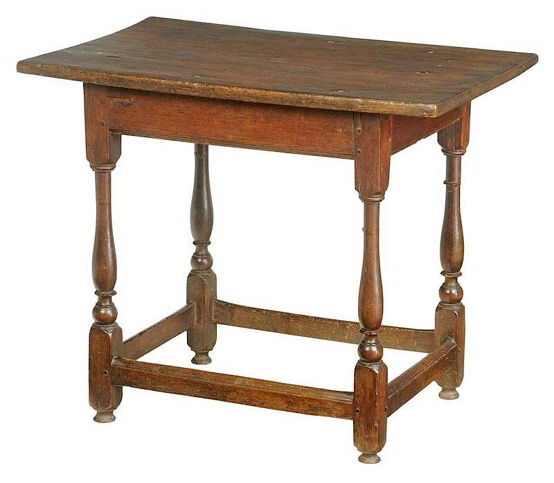 Appraisal: Rare Early Southern Stretcher Base Tea Table Possibly Charleston South