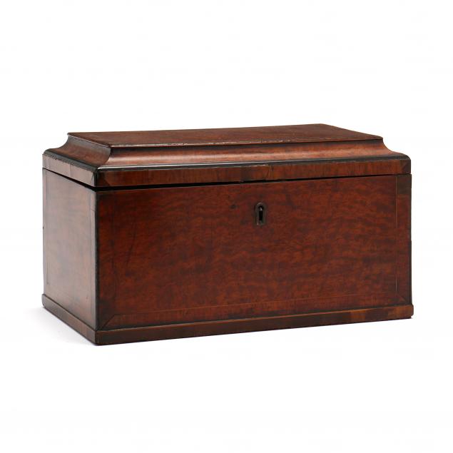 Appraisal: GEORGE III INLAID FIGURED MAHOGANY TEA CADDY Circa fine grade