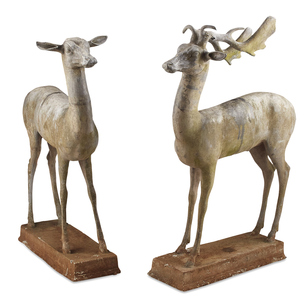 Appraisal: VICTORIAN LEAD GARDEN FIGURES OF A STAG AND DOE TH