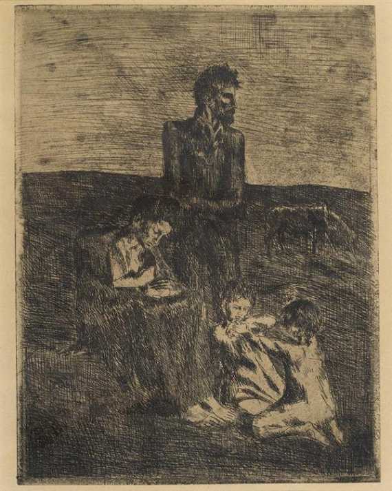 Appraisal: PICASSO PABLO Les Pauvres Etching One of impressions of zinc