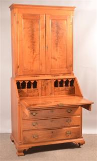 Appraisal: PA Chippendale Walnut Slat Pennsylvania Chippendale Walnut Slat-lid Secretary Desk