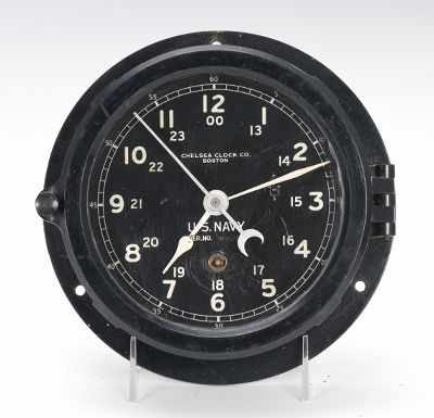 Appraisal: U S Navy Chelsea Ships Clock Chelsea ship's clock black