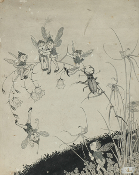 Appraisal: Attributed to Ida Rentoul Outwaite - Fairies and Beetle ink