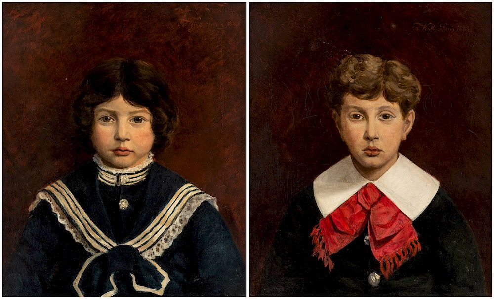 Appraisal: A PAIR OF CHILD PORTRAITS BY AUGUST VOIGT-FOLGER FRENCH -