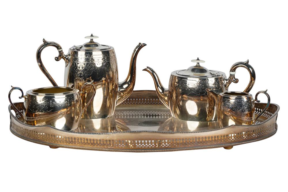 Appraisal: ENGLISH SILVERPLATE TEA COFFEE SERVICEmarked for Jonathan Bell and Son