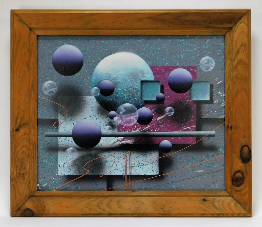 Appraisal: JOSEF KUGLER ABSTRACT SPHERICAL SPACE PAINTING Austria - Abstract space