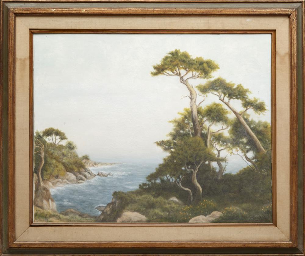 Appraisal: California School th c Rocky Cove oil on canvas indistinctly