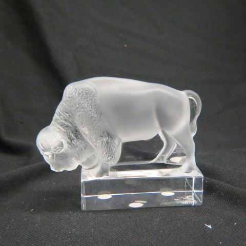 Appraisal: Lalique Crystal Figurine of a Buffalo frosted x signed excellent