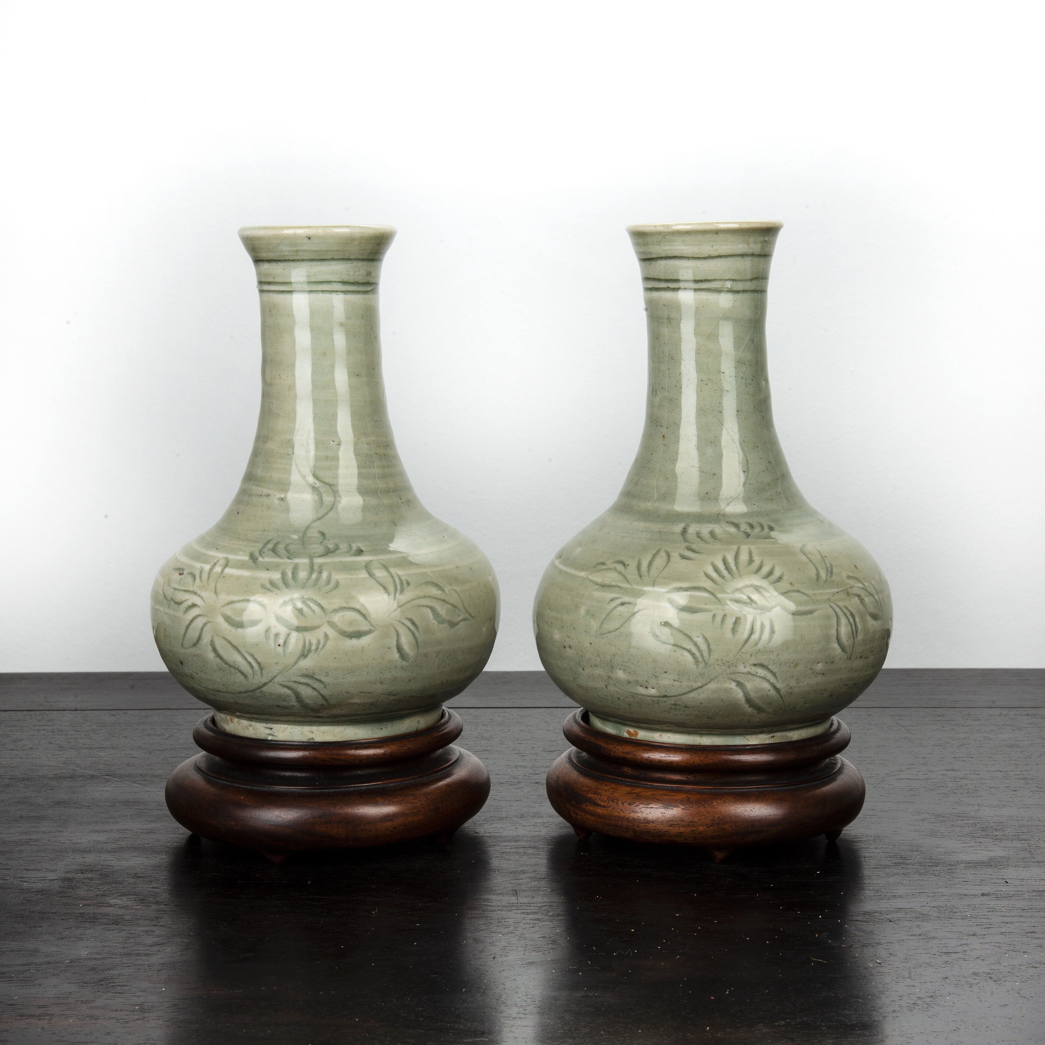 Appraisal: Pair of Koryu celadon vases Korean th- th Century of