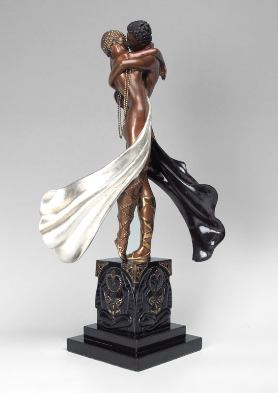 Appraisal: ERTE Russian French - ''Lovers and Idol'' Bronze ''h ''