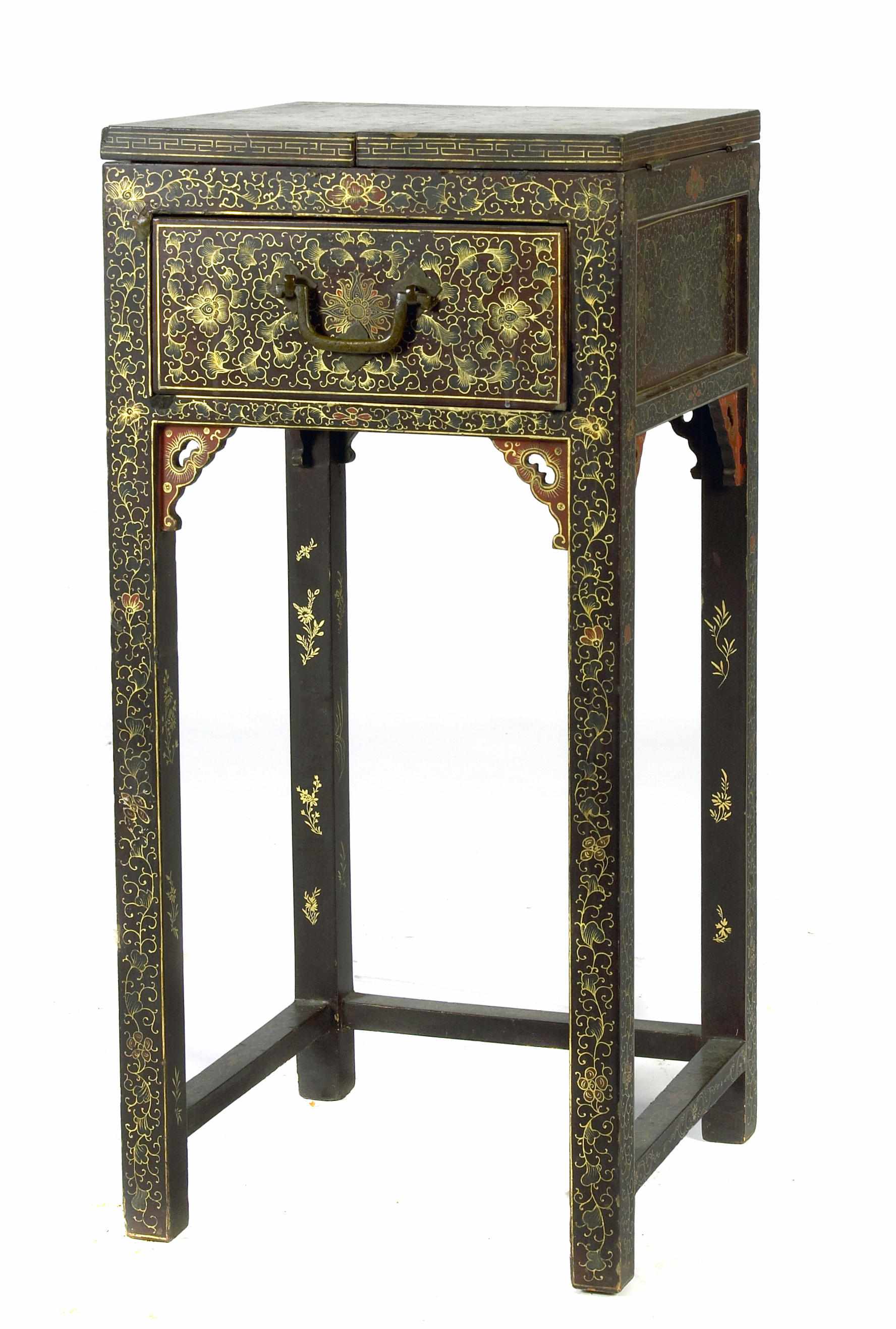 Appraisal: A Chinese export lacquered-wood vanity table and stool height in