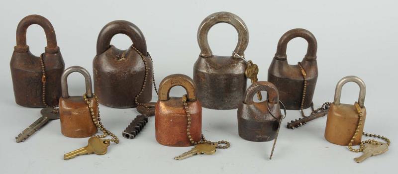 Appraisal: Lot of Barrel Type Padlocks with Keys This lot contains